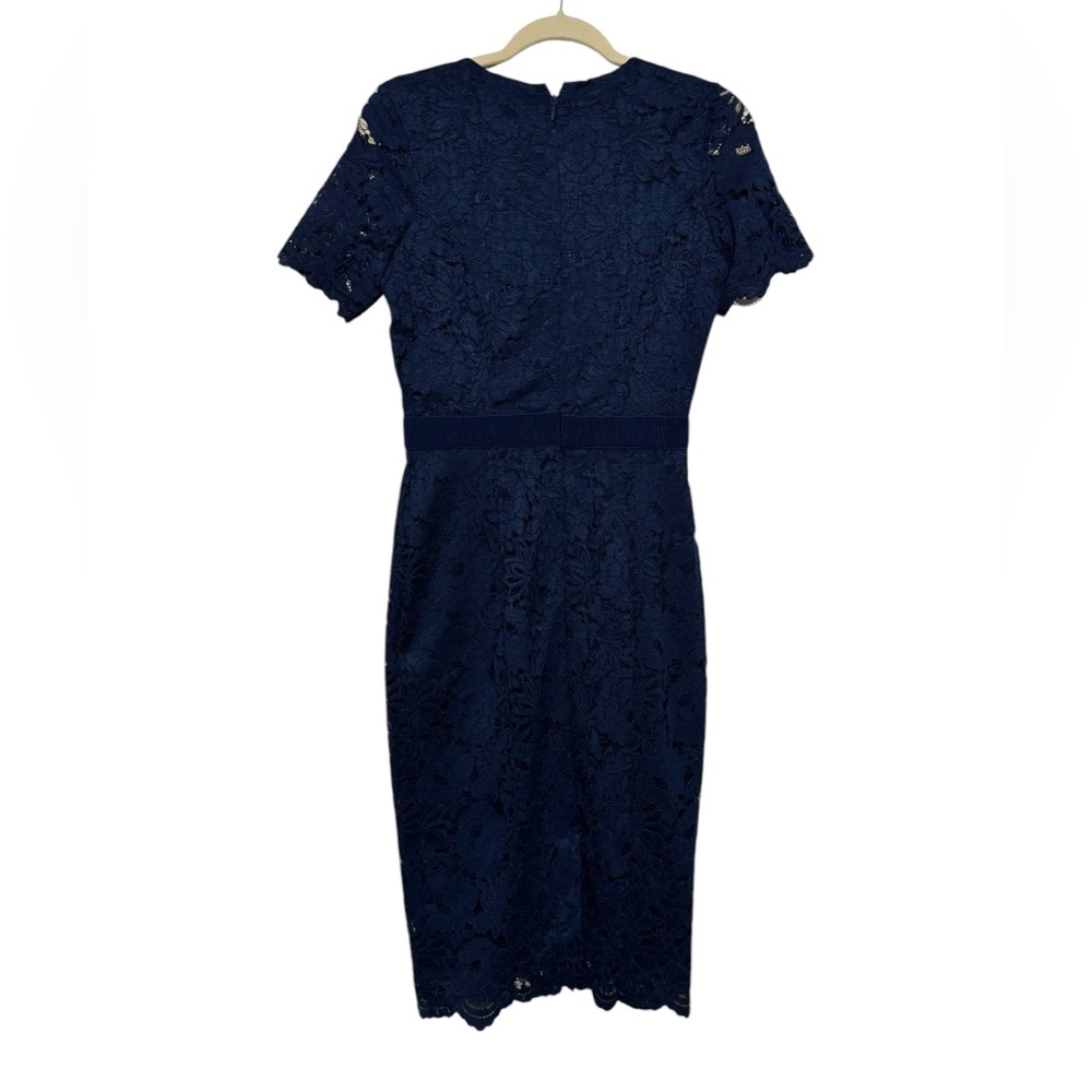 Alexia Admor Delors Navy Blue Lace Short Sleeve Long Modest Pencil Dress Size 2‎